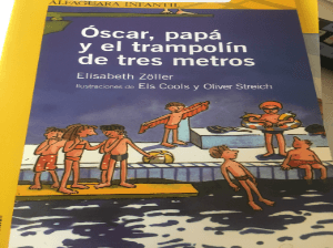 Óscar papá y el trampolín de tres metros