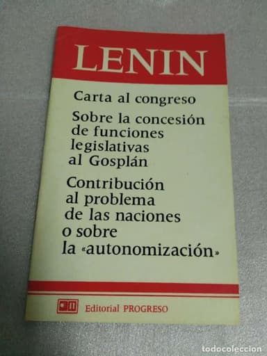 LENIN - CONTRIBUCION AL PROBLEMA DE LAS NACIONES AUTONOMIZACION EDITORIAL PROGRESO