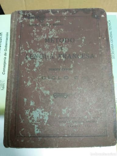 1934. METODO DE LENGUA FRANCESA TERCER CURSO. Tarsicio Seco y Marcos