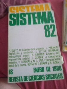REVISTA SISTEMA Nº 82 ENERO 1988 REVISTA DE CIENCIAS SOCIALES - VVAA