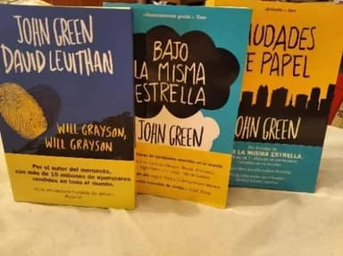 Libros de John Green (Bajo la misma estrella, Ciudades de papel, Will grayson)
