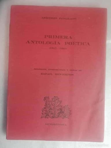 Arístides PONGILIONI. Primera Antología Poética (1853-1865). Tirada de 650 ejemplares