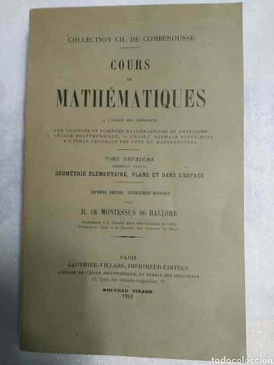 COURS DE MATHEMATIQUES MONTESSUS 1941 MATEMATICAS