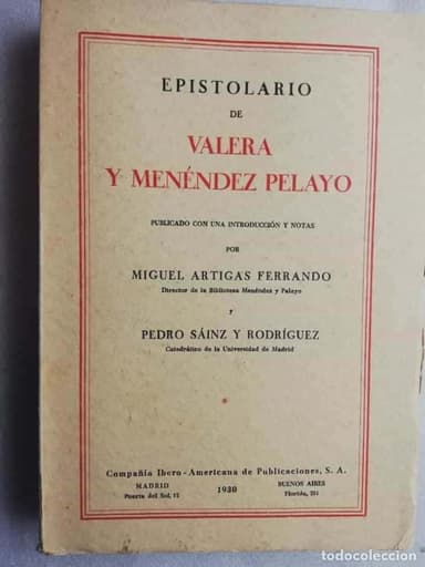 EPISTOLARIO DE VALERA Y MENENDEZ PELAYO 1930