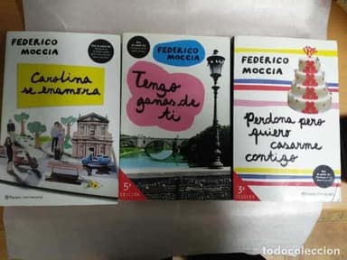LOTE 3 LIBROS FEDERICO MOCCIA - TENGO GANAS DE TI -CAROLINA SE ENAMORA - PERDONA PERO QUIERO CASARME